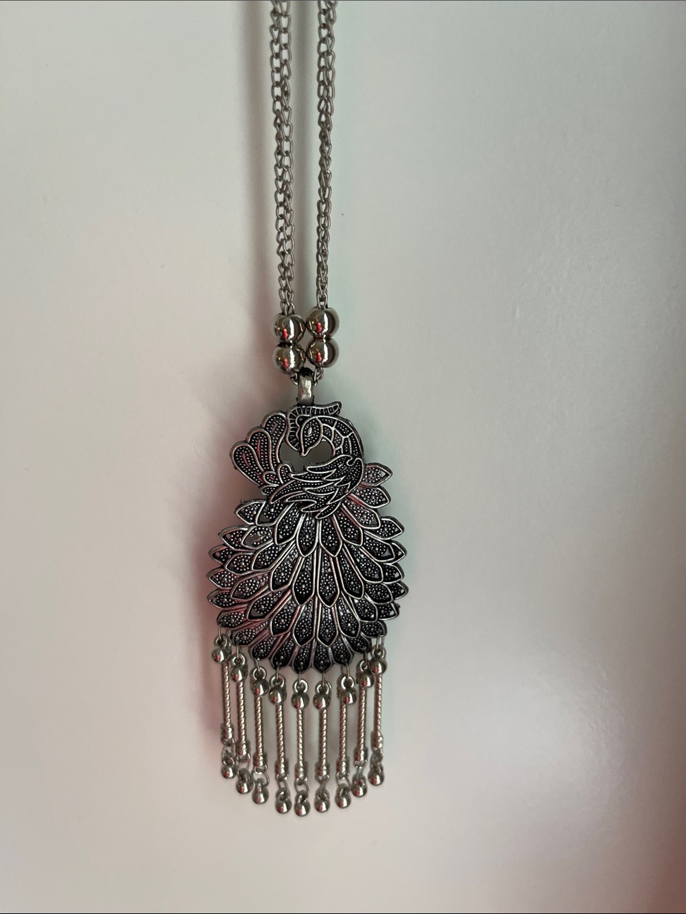 Silver Tone  Peacock Pendant Necklace - Elegant Women’s Jewelry